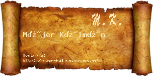 Májer Kálmán névjegykártya